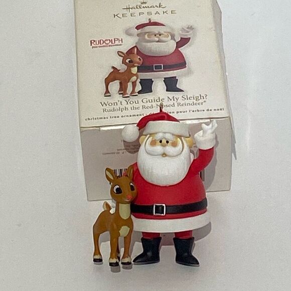 Hallmark Santa Claus And Rudolph The Red-Nosed Reindeer Christmas Tree Ornament - Picture 1 of 6